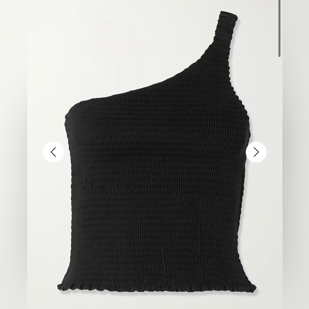 Reformation Holly one-shoulder shirred linen tank